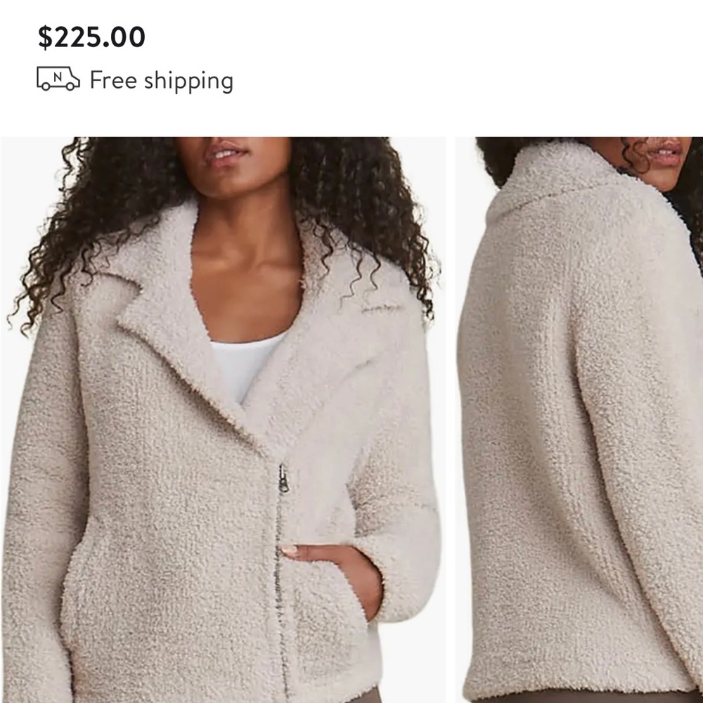 BAREFOOT DREAMS stone Moto shearling jacket/ shacket NWT retail $225